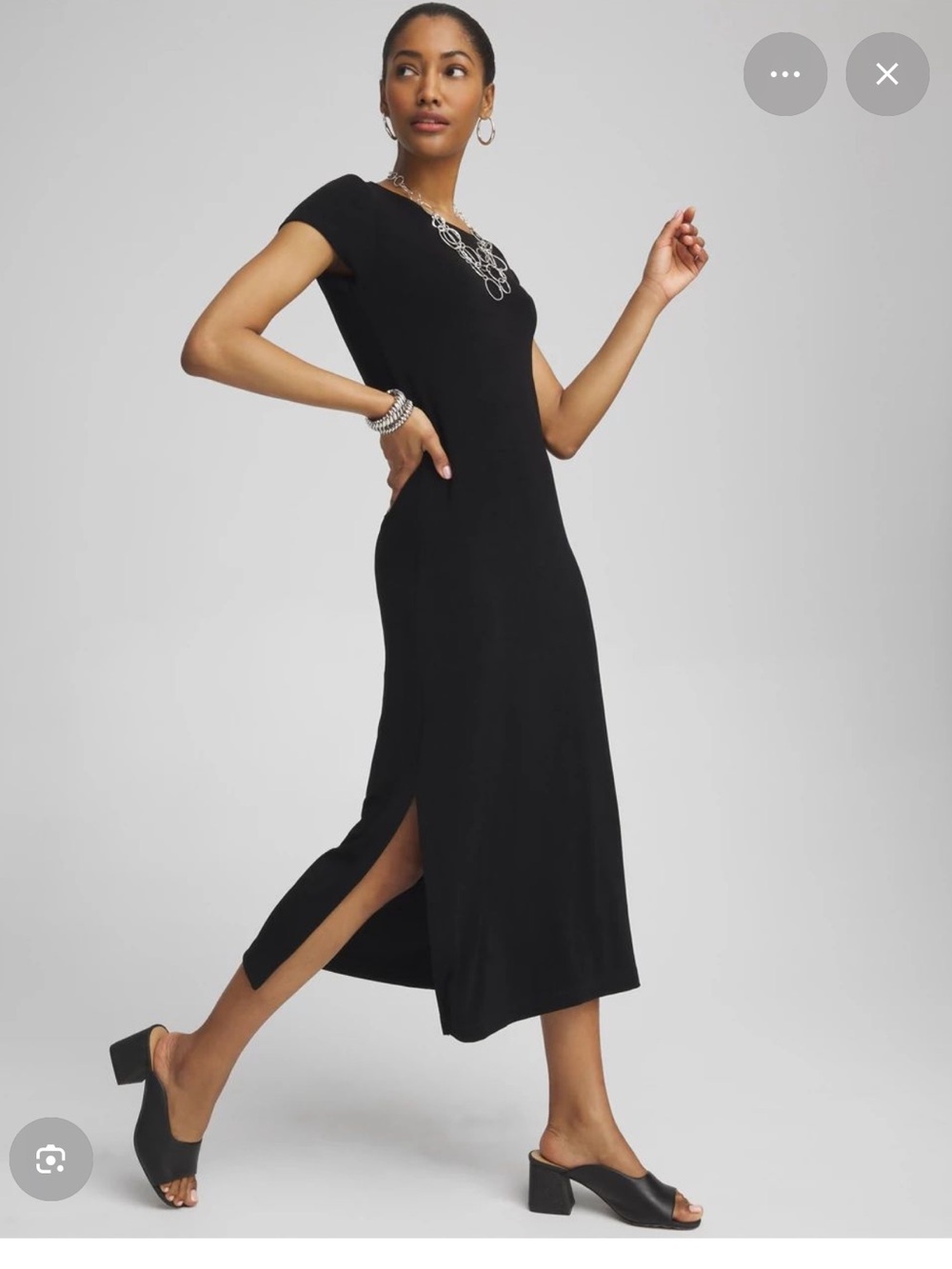 Chicos’s Travelers Classic Maxi Dress Short Sleeve Black